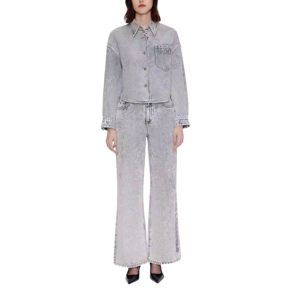 KARL LAGERFELD / Karl Lagerfeld Jeans Городская Жизнь/Путешествие/Коммутирование Роскошь Джинсовые Куртки С Отложным Воротником И Однобортной Застежкой Для Женщин - изображение 5