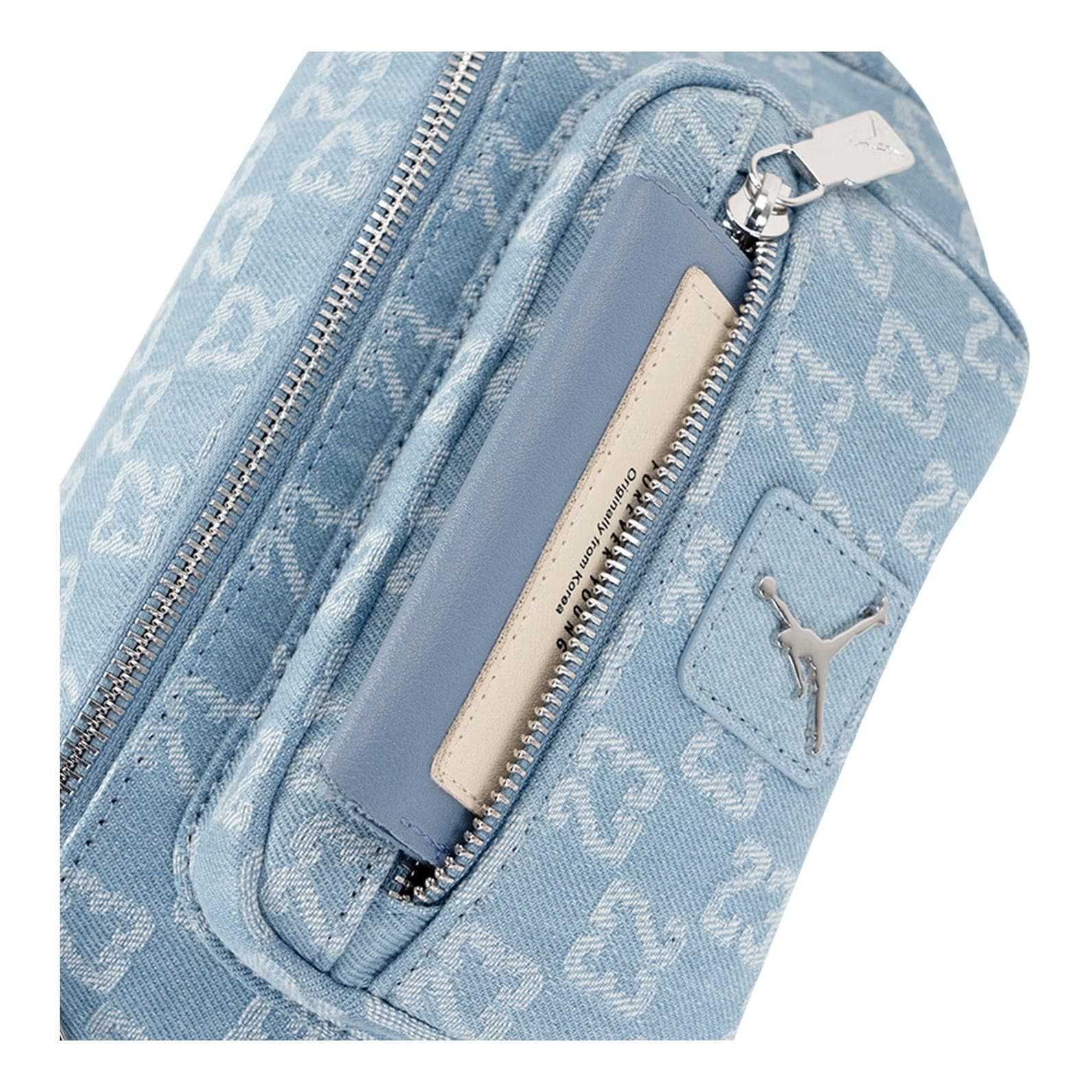 Поясная сумка Jordan Monogram Print Versatile Portable Полиэстер поясная сумка Унисекс Парный Деним синий - изображение 4