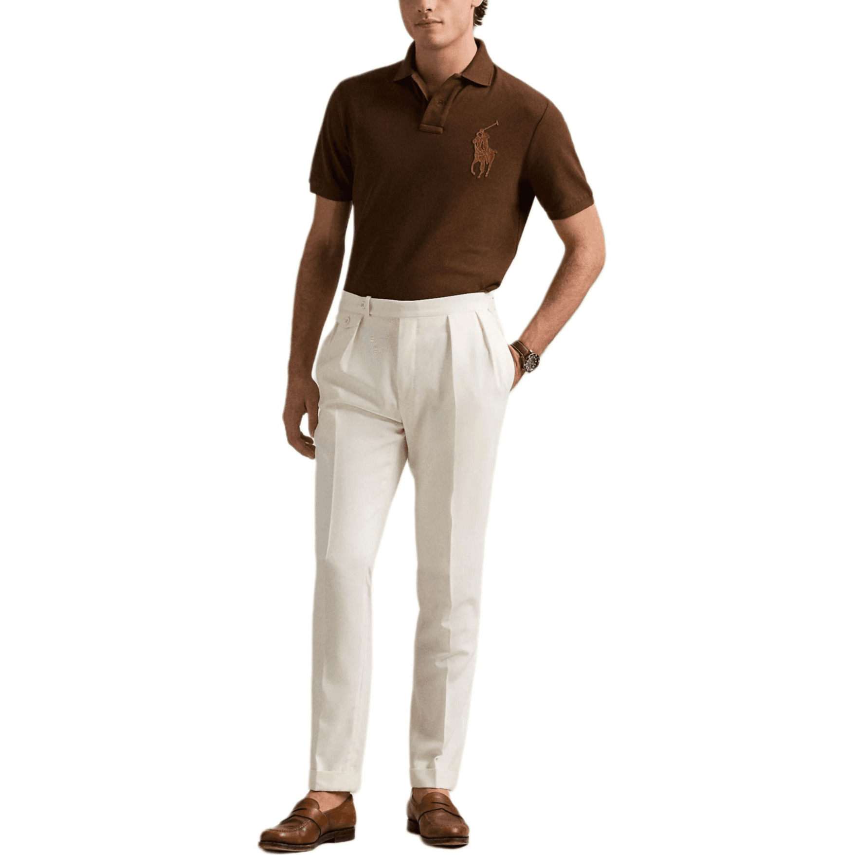 Поло Polo Ralph Lauren Big Pony Polo Классическая версия Мужской Мусс Шоколадно-коричневый - изображение 2