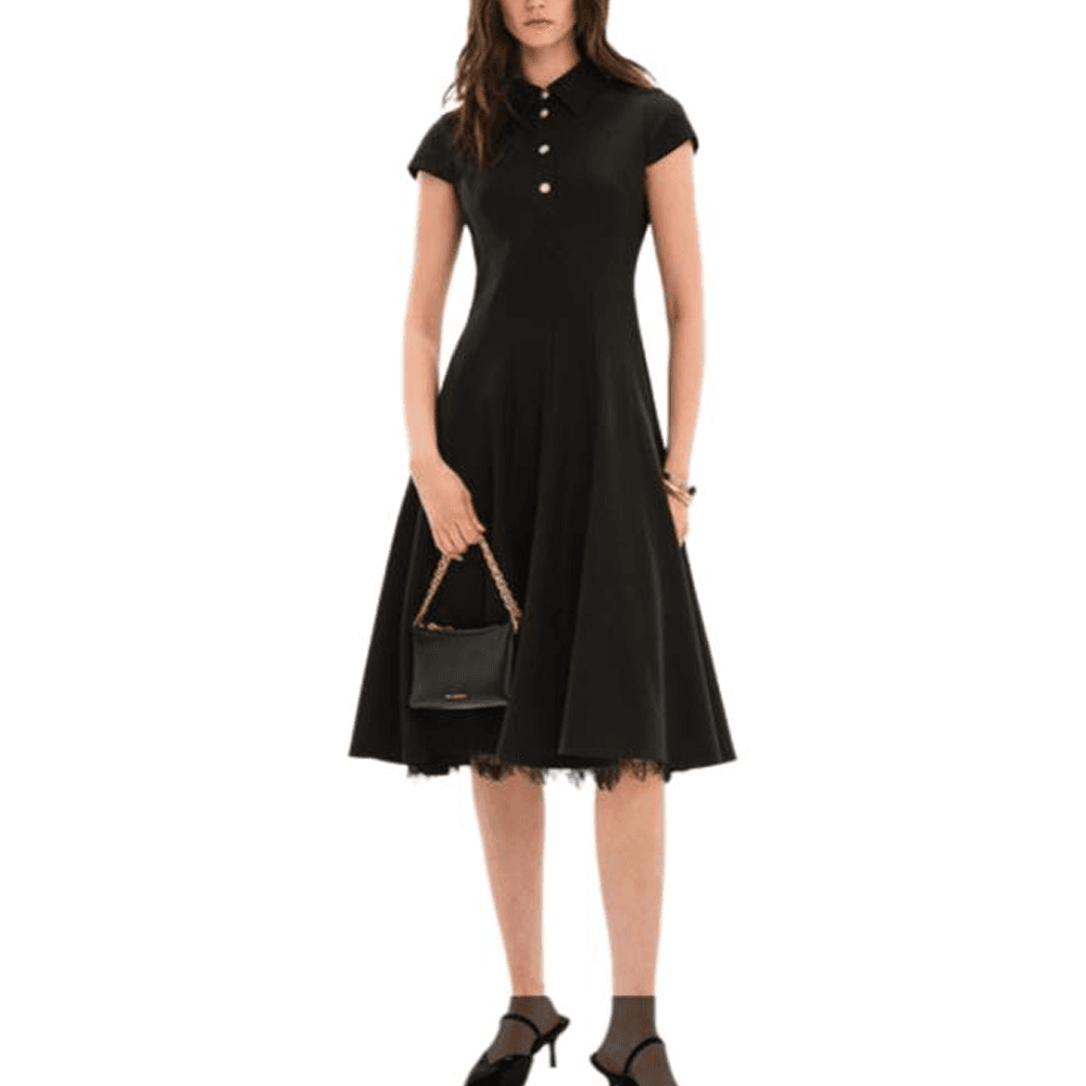 Платье KARL LAGERFELD Короткий Sleeved Платье Женские Черный - изображение 4
