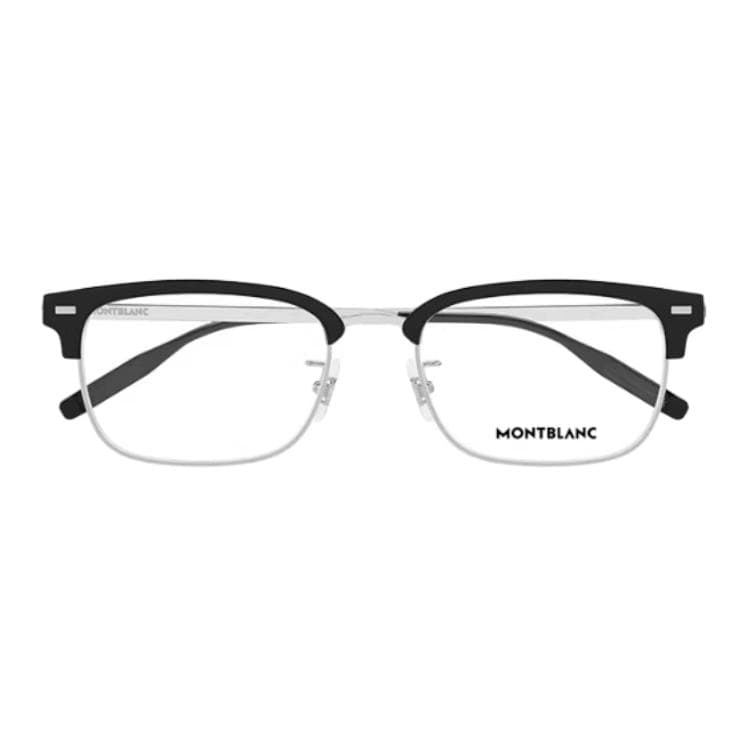 Оправа MONTBLANC Металлические прямоугольные очки с диоптриями Унисекс Черный Серебристый - изображение 2