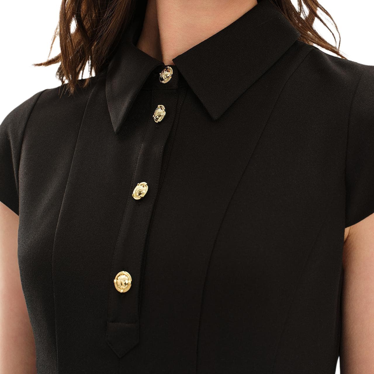 Платье KARL LAGERFELD Короткий Sleeved Платье Женские Черный - изображение 5