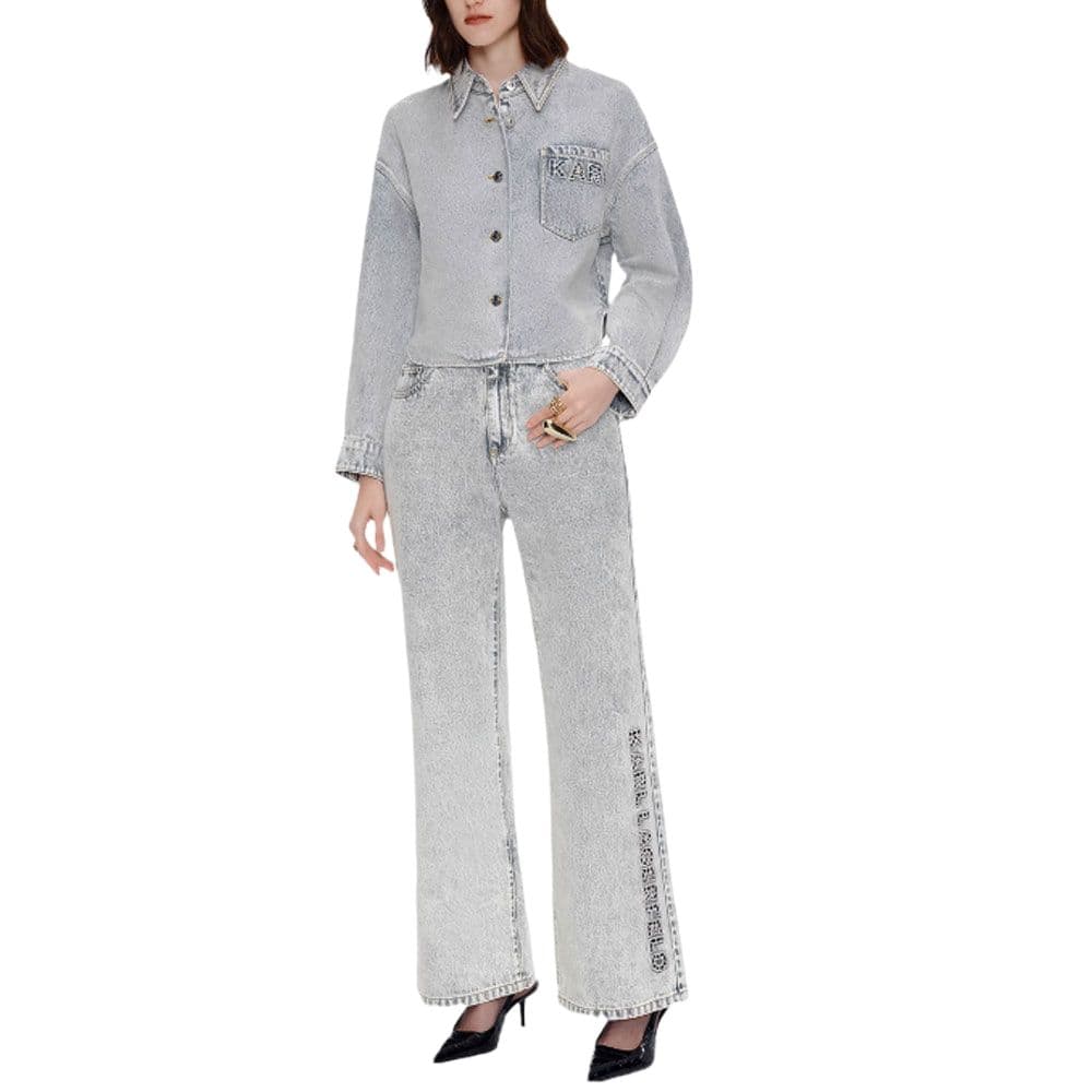 KARL LAGERFELD / Karl Lagerfeld Jeans Городская Жизнь/Путешествие/Коммутирование Роскошь Джинсовые Куртки С Отложным Воротником И Однобортной Застежкой Для Женщин - изображение 4