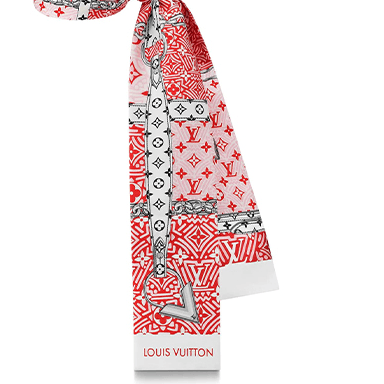 Повязка на голову Louis Vuitton LV Crafty Confidential Silk Scarf Red - изображение 3
