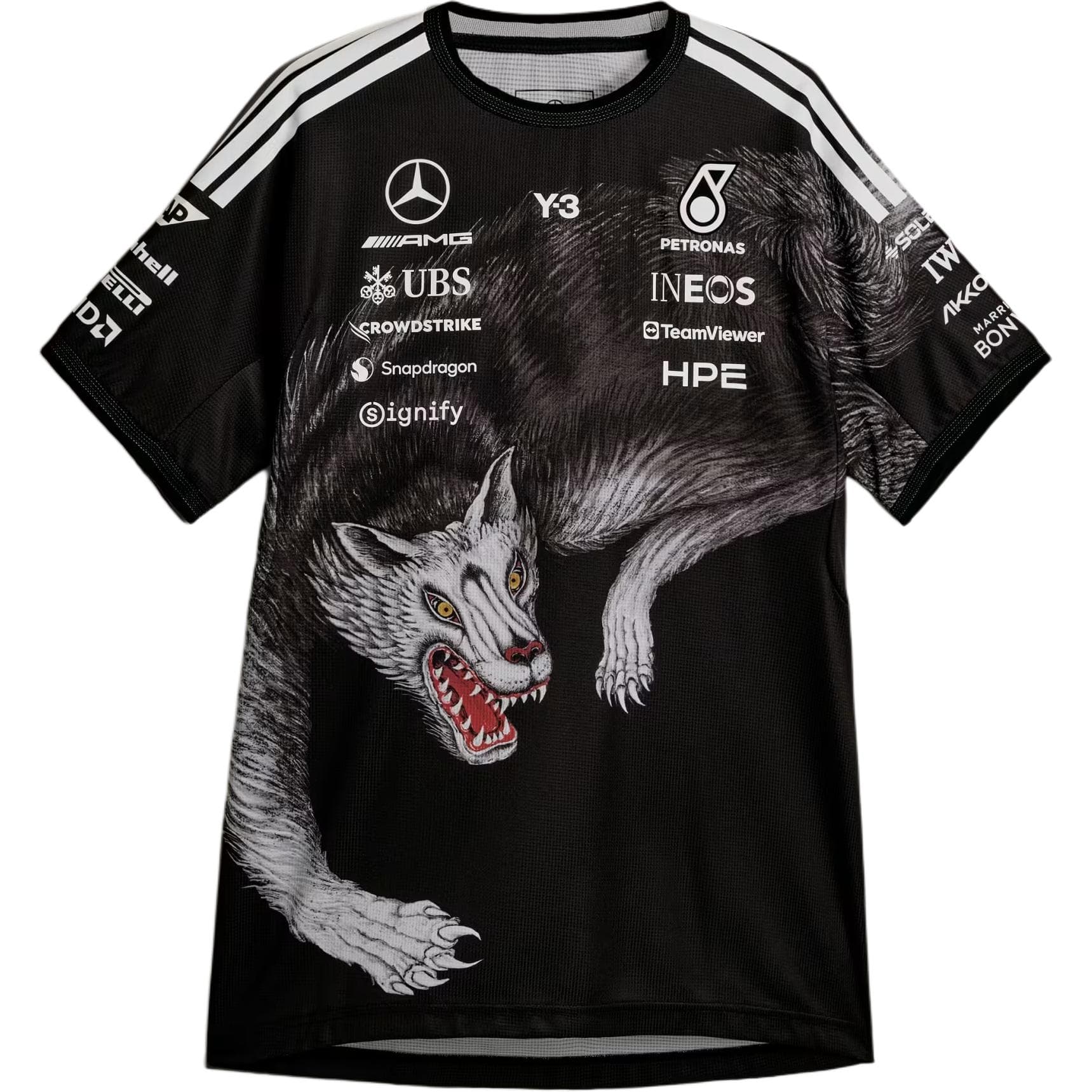 Футболка Y-3 x Mercedes-AMG Petronas F1 Совместная коллекция SS26 Футболка с принтом F1 Круглый вырез Короткий рукав Мужской - изображение 1