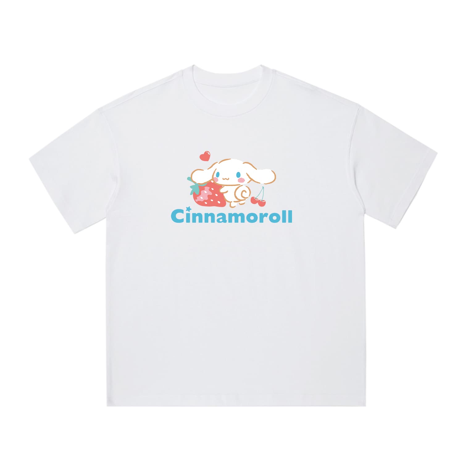 Футболка Sanrio Cinnamoroll Универсальная футболка унисекс с круглым вырезом и принтом, свободный покрой, спущенное плечо, короткий рукав - изображение 1