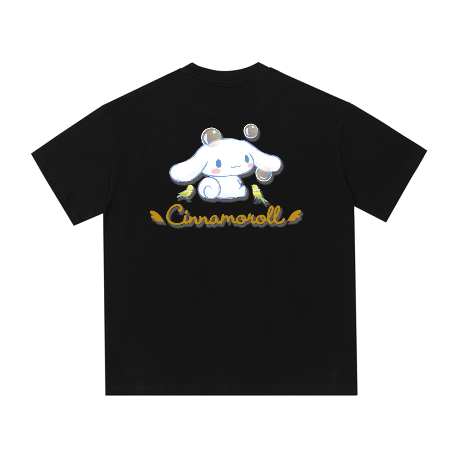 Футболка Sanrio x Cinnamoroll Совместная коллекция Мультяшный рисунок 100% хлопок Комфортный и дышащий Круглый вырез Экстра свободный Повседневный Универсальный Унисекс Футболка - изображение 1