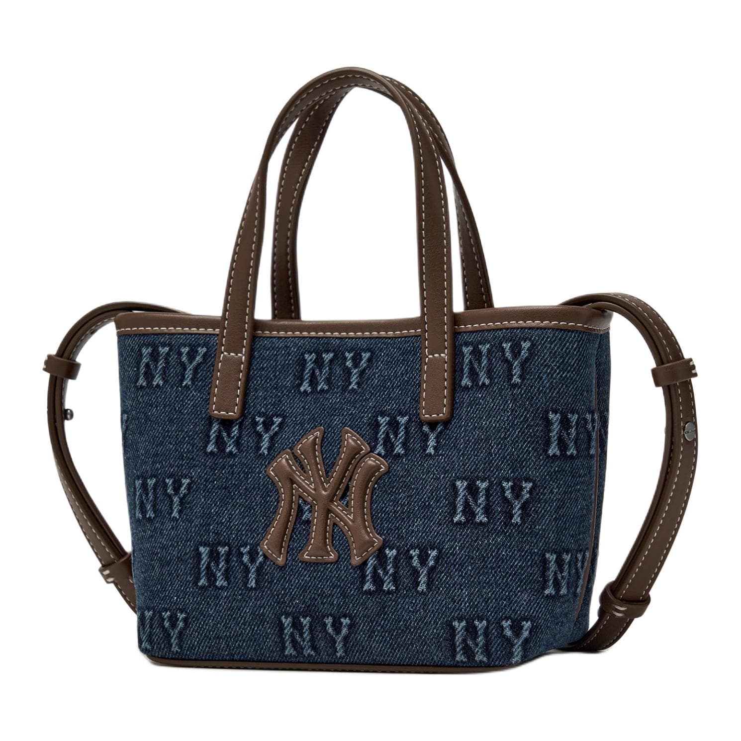 Сумка MLB New York Yankees Хлопковое волокно с полиэстером через плечо Сумка Мини-версия Женская Синяя и Коричневая - изображение 3