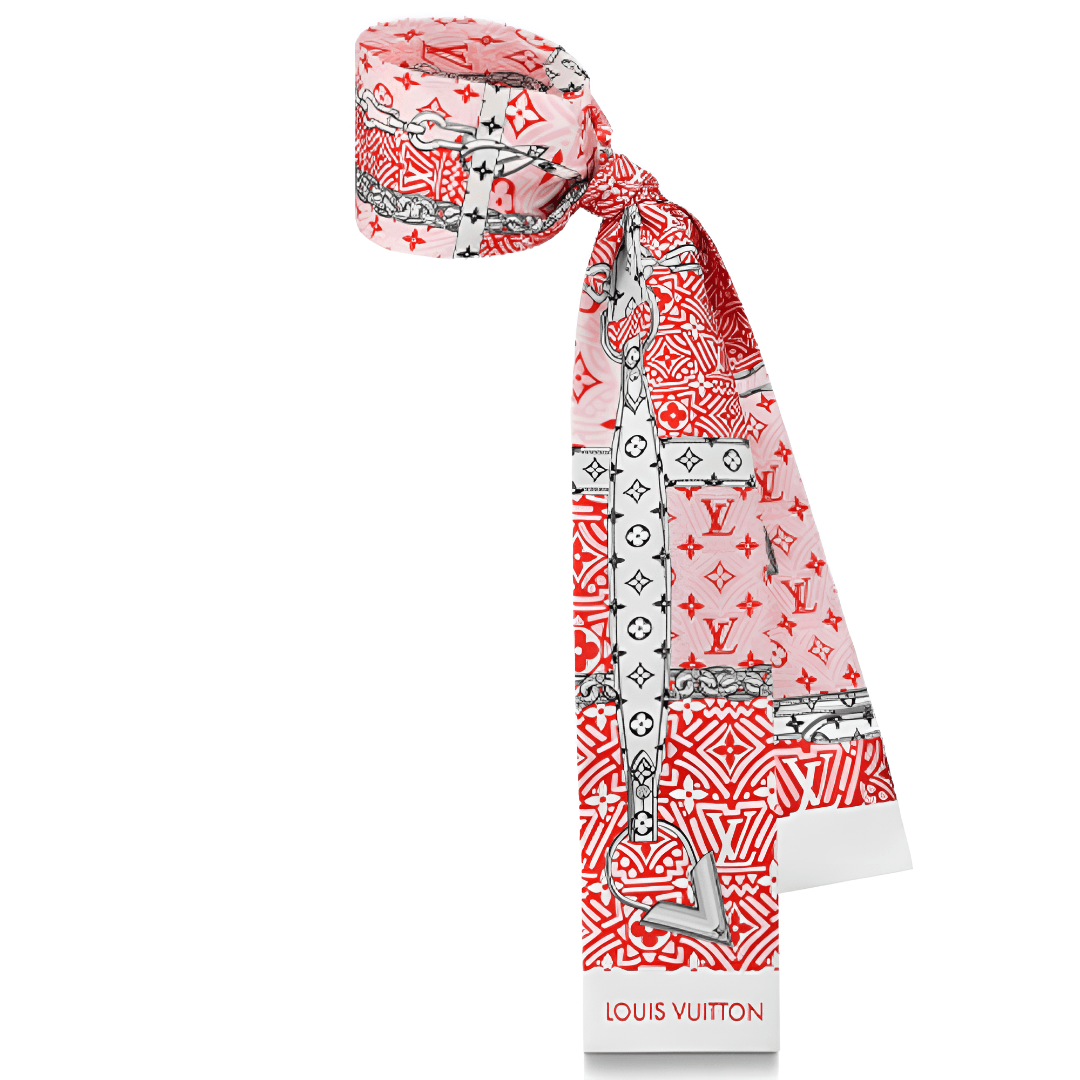 Повязка на голову Louis Vuitton LV Crafty Confidential Silk Scarf Red - изображение 2
