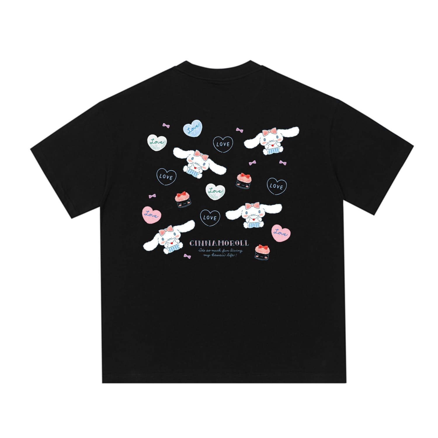 Футболка Sanrio x Мультяшный принт тай-дай повседневный универсальный круглый вырез короткий рукав унисекс - изображение 1