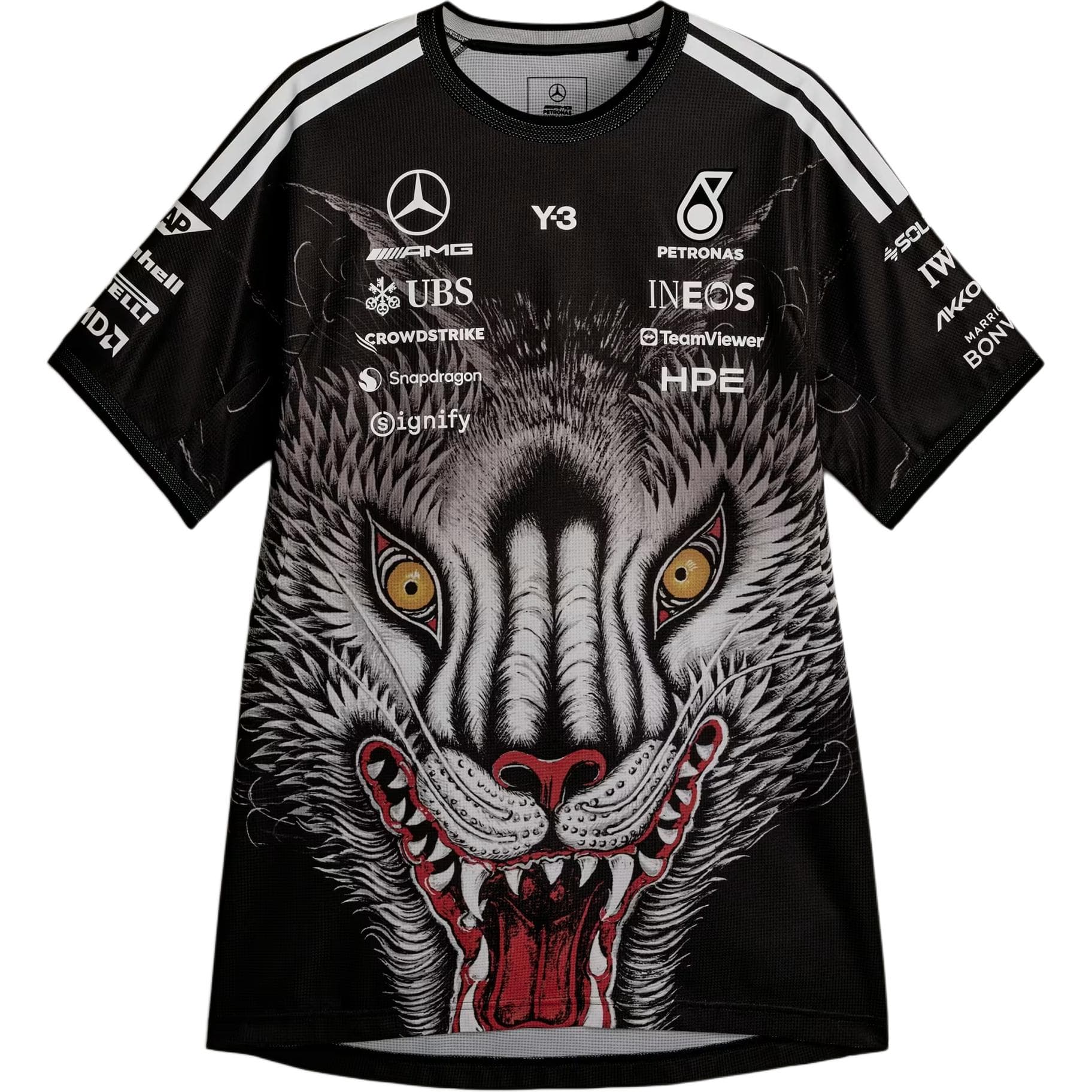 Футболка Y-3 x Mercedes-AMG F1 Совместная коллекция Короткий рукав Черный Стандартный рукав Круглый вырез Стандартный Футболка Мужской - изображение 1