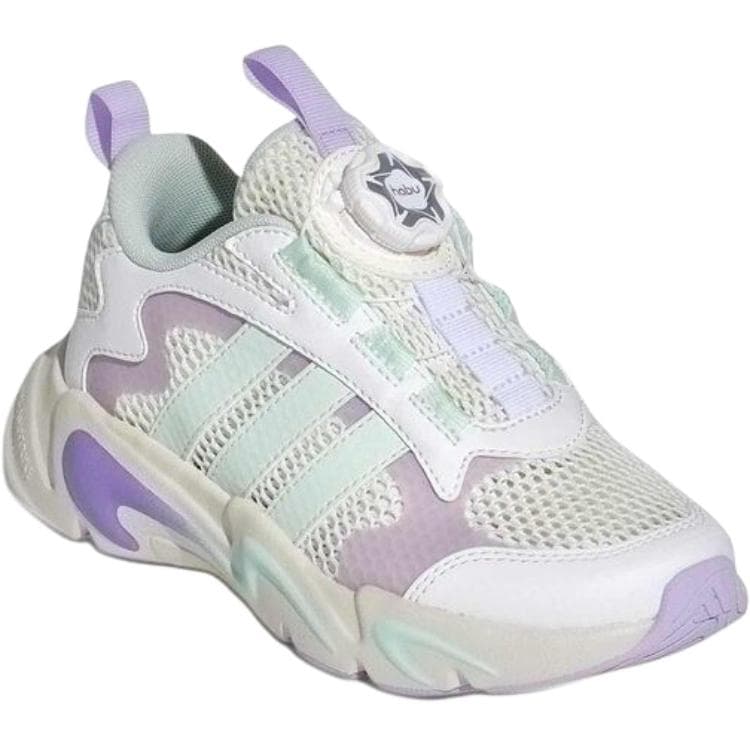 Кроссовки Adidas PLAYFLEX HABU Низкие детские повседневные кроссовки Белый Зеленый Фиолетовый - изображение 2