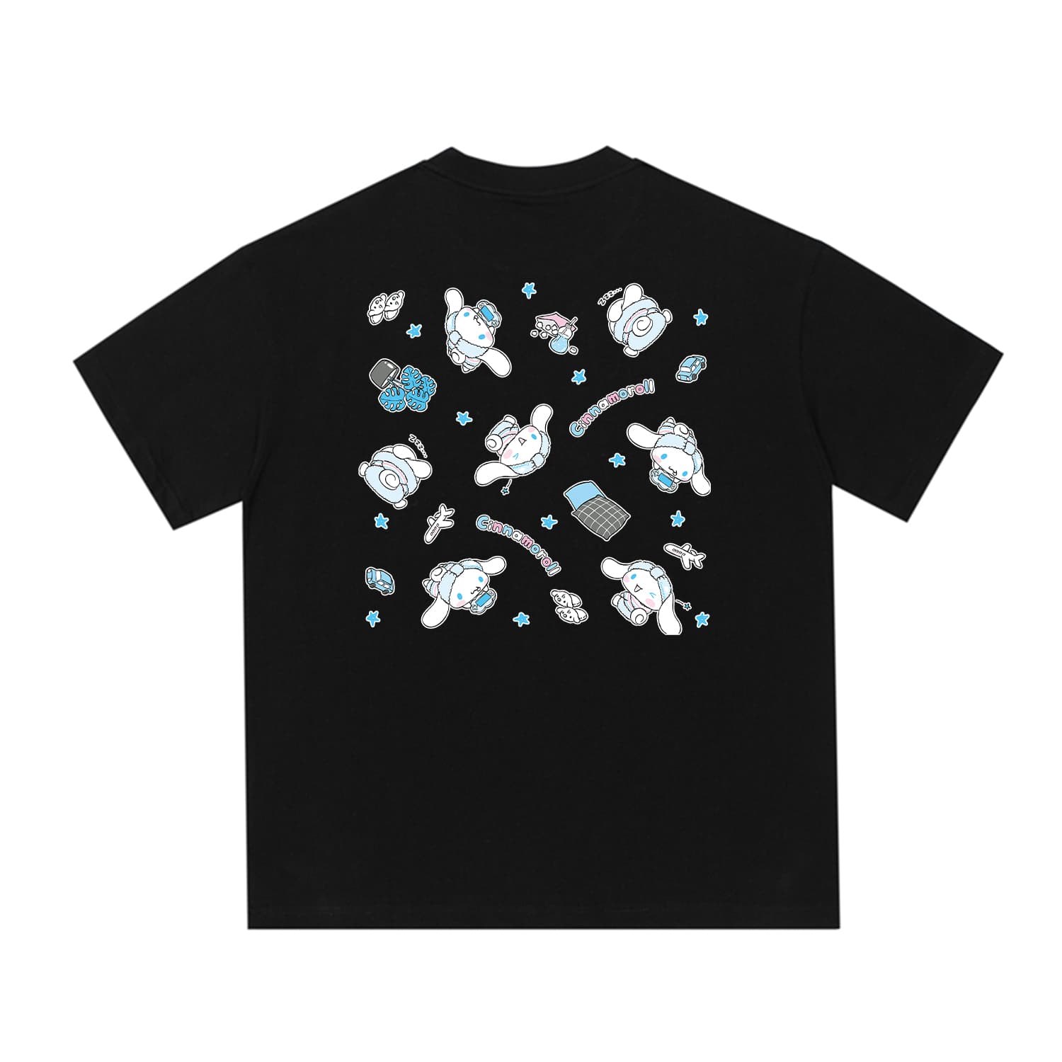 Футболка Sanrio T-shirt с мультяшным рисунком Cinnamoroll и принтом с буквами в винтажном американском стиле, унисекс - изображение 1
