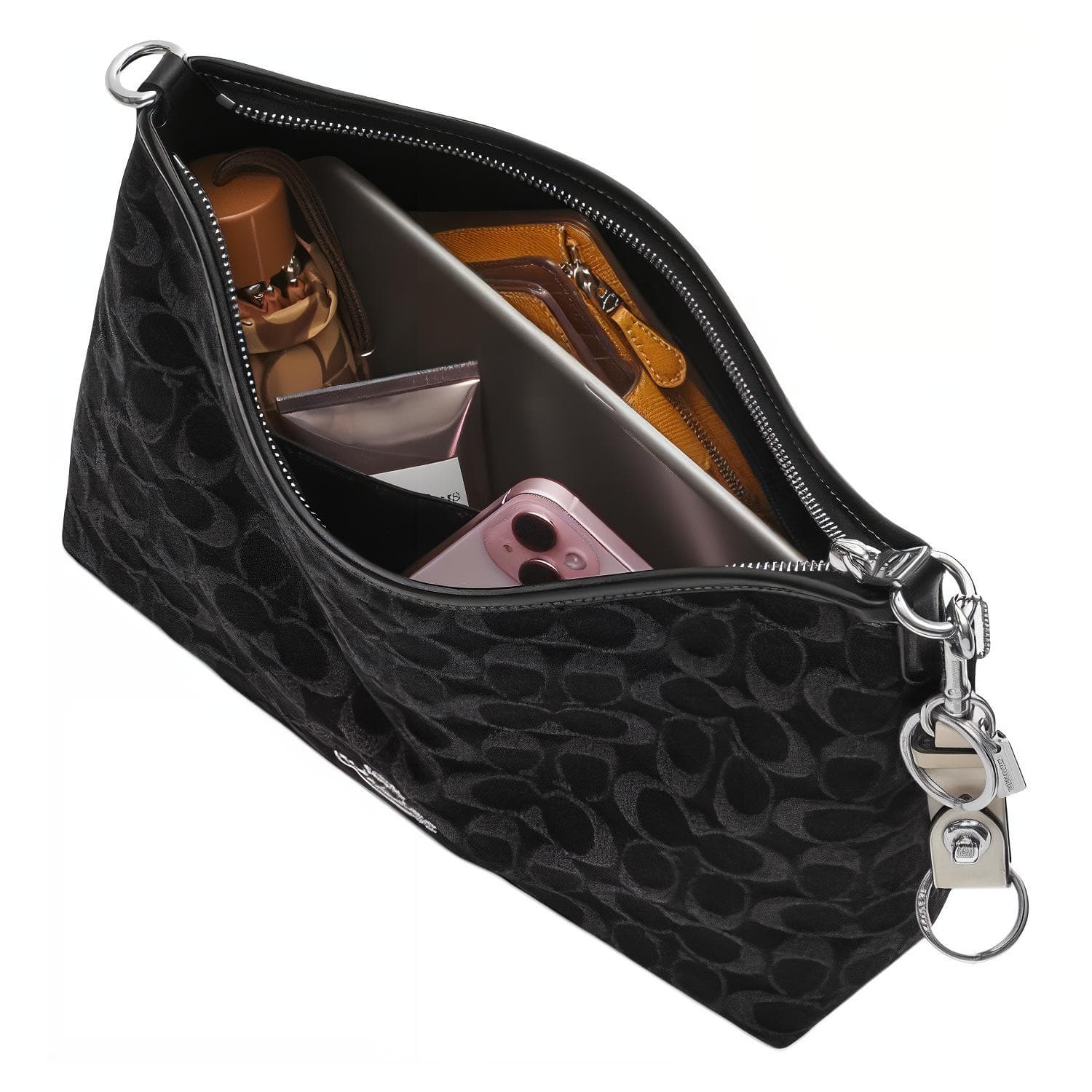 Мини-сумка COACH Лорел Деним с Телячьей Кожей и Гладкой Кожей Сумка через плечо Сумка на плечо Большая Женская Черная - изображение 4