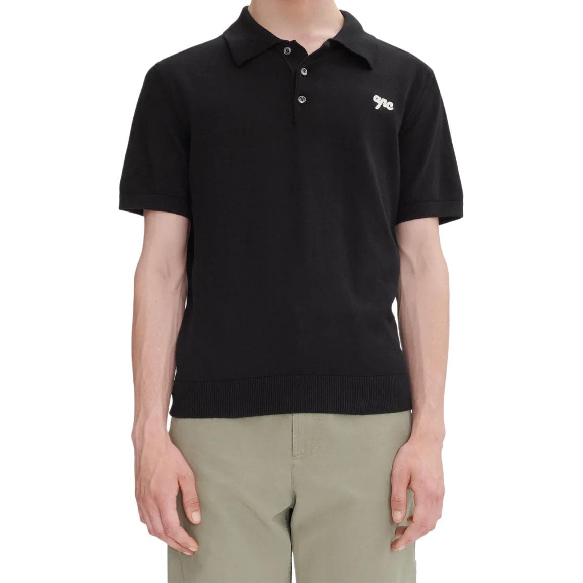 Поло A.P.C SS25 Мужская рубашка с коротким рукавом черная - изображение 4