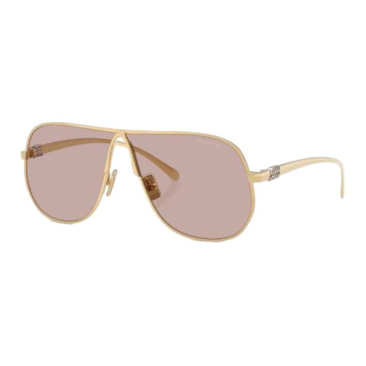 Солнцезащитные очки MIU MIU Металлические Aviator Солнцезащитные очки Женские Золото - изображение 1