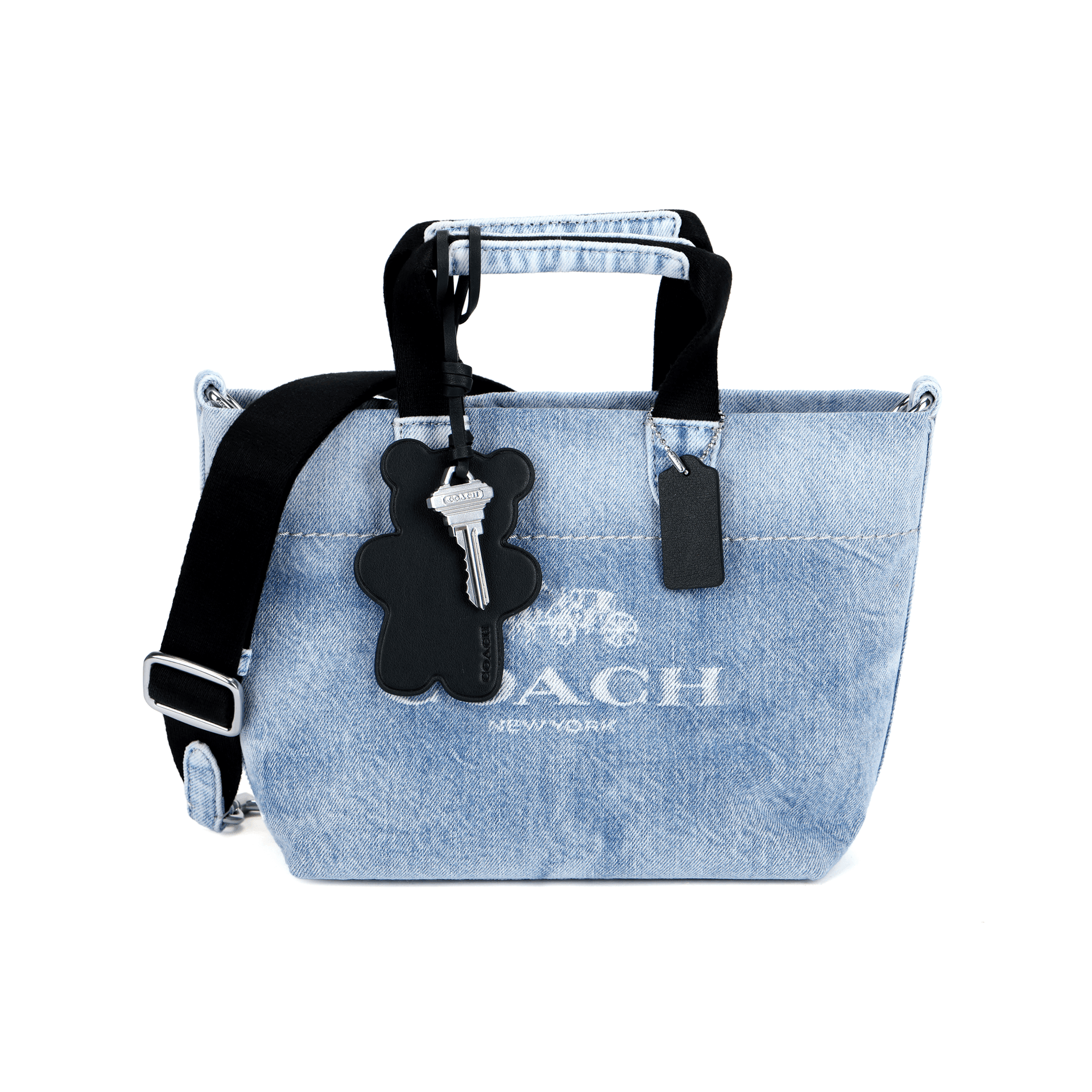 Сумка COACH Деним с гладкой кожей сумка-тоут на одно плечо маленькая унисекс светлый индиго - изображение 2