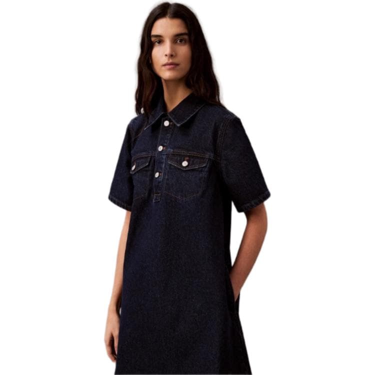 Платье Calvin Klein SS25 Короткое платье с короткими рукавами для женщин - изображение 4
