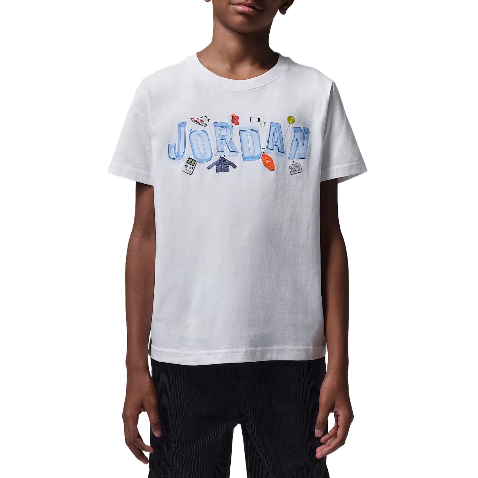 Футболка Jordan T-shirt Однотонный Короткий рукав Круглый вырез Пуловер Детский - изображение 1