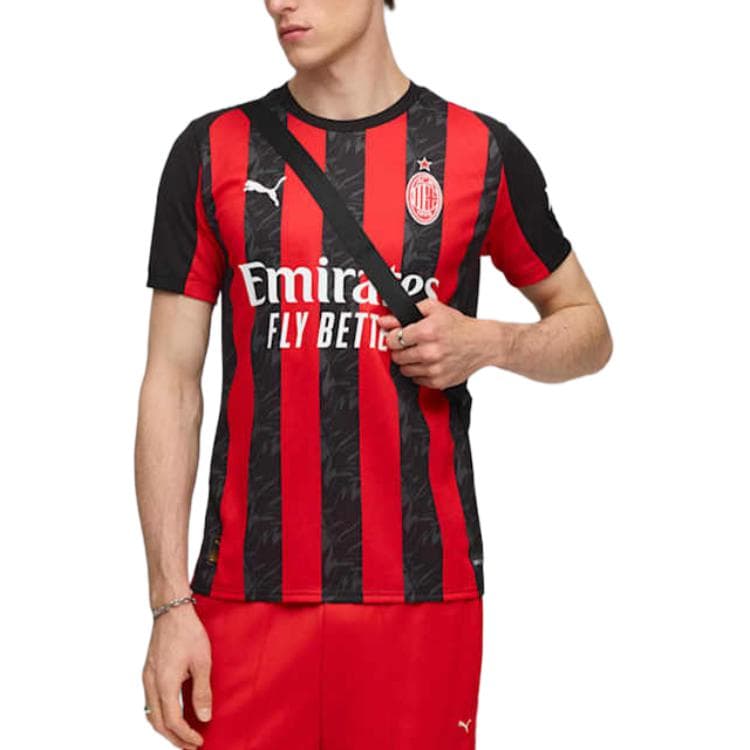 PUMA AC MILAN Футбол Джерси Фанатская версия Мужской Черно-красный Полосы - изображение 3