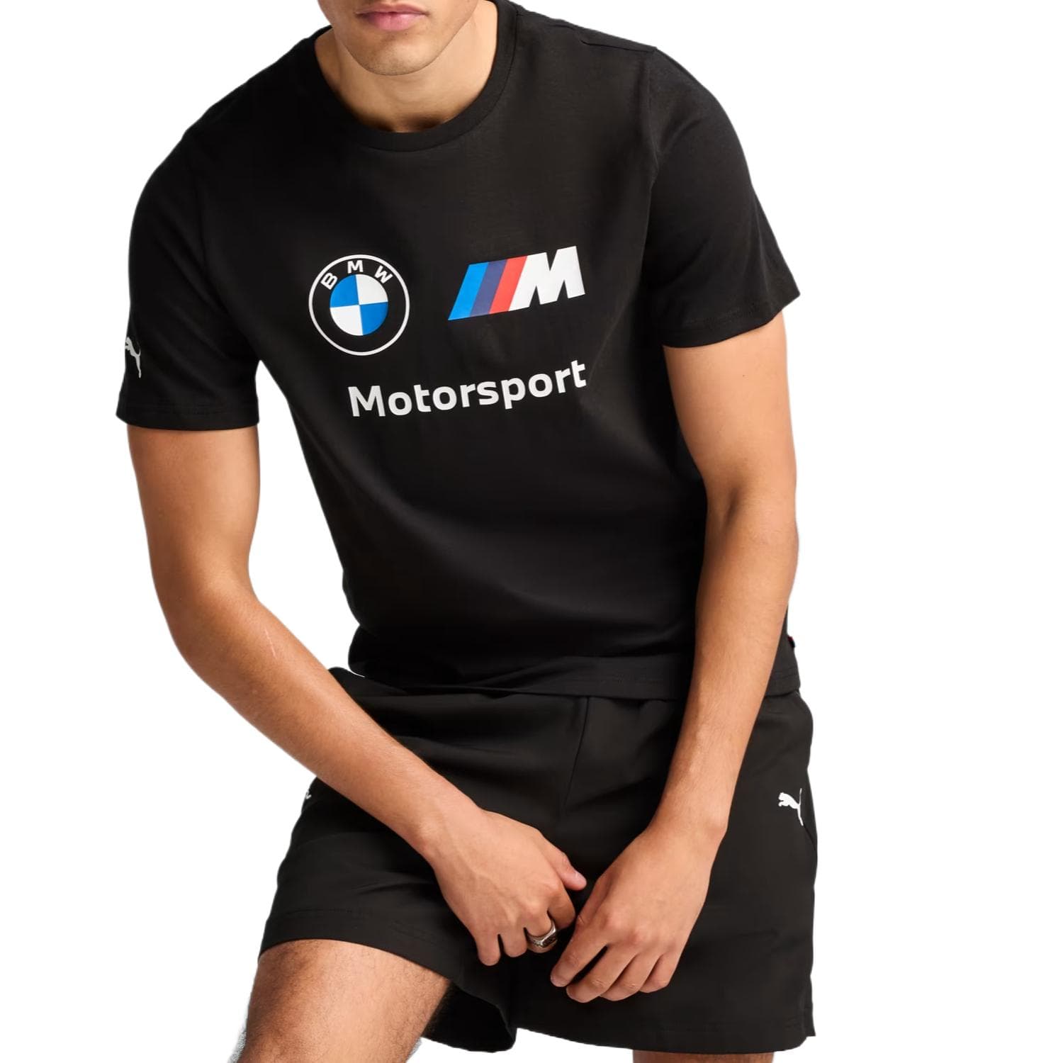 PUMA BMW M MOTORSPORT ESSENTIALS Гонки T Рубашка Мужская Черная - изображение 3