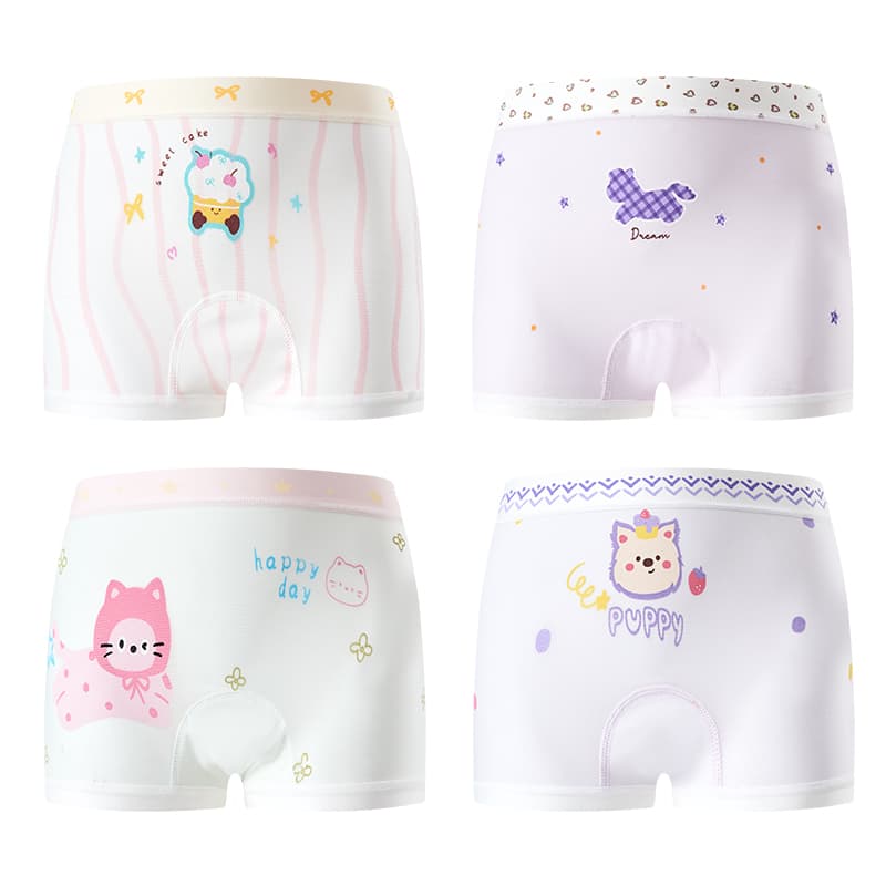 MIIOW 4 пачки [Светло-фиолетовый + Белый + Фиолетовый + Белый] Kids нижнее белье - изображение 1