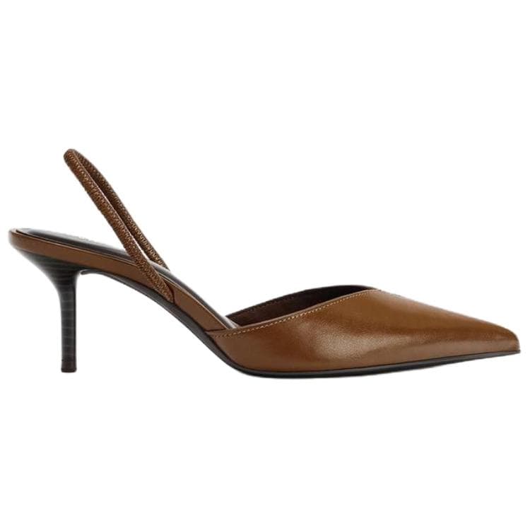 Туфли ZARA PU (полиуретан) Узкий каблук Высокие каблуки 6,5 см Женские Коричневый - изображение 2