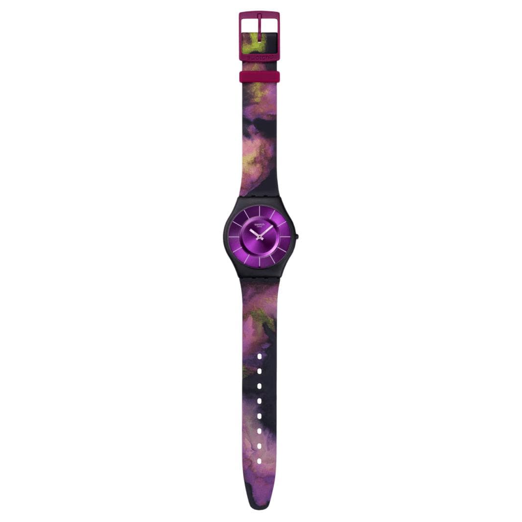 Часы SWATCH PAINTED PARADISE Кварцевый механизм водонепроницаемость 30 м унисекс часы 34 мм фиолетовый циферблат - изображение 3