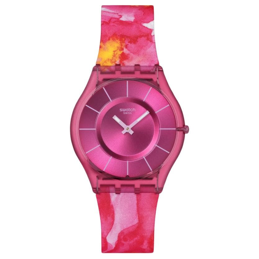 Часы SWATCH PAINTED PARADISE Кварцевый механизм водонепроницаемость 30 м унисекс часы 34 мм розовый циферблат - изображение 1