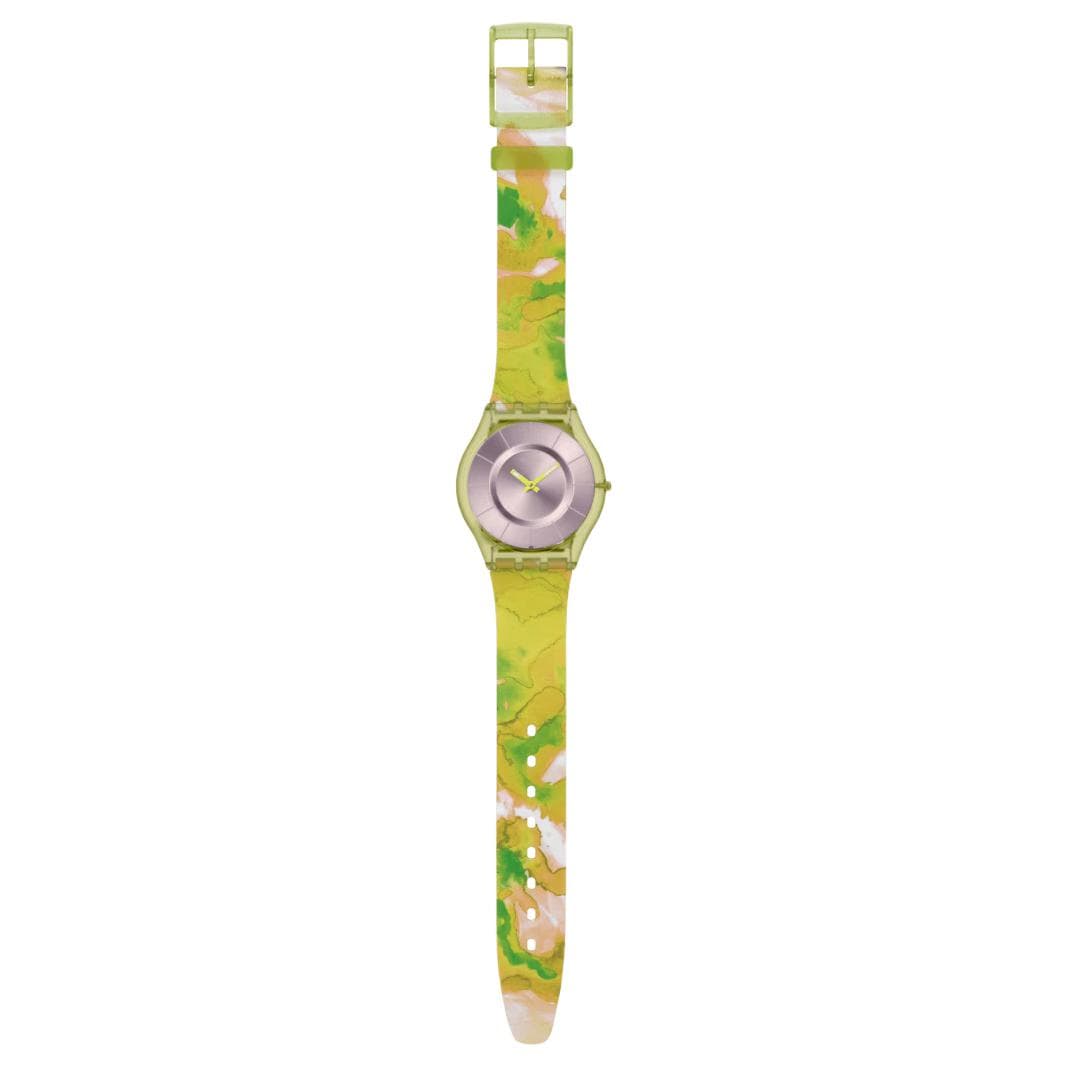 Часы SWATCH Разрисованный PARADISE Кварцевый механизм Унисекс Часы 34 мм Фиолетовый Циферблат - изображение 2