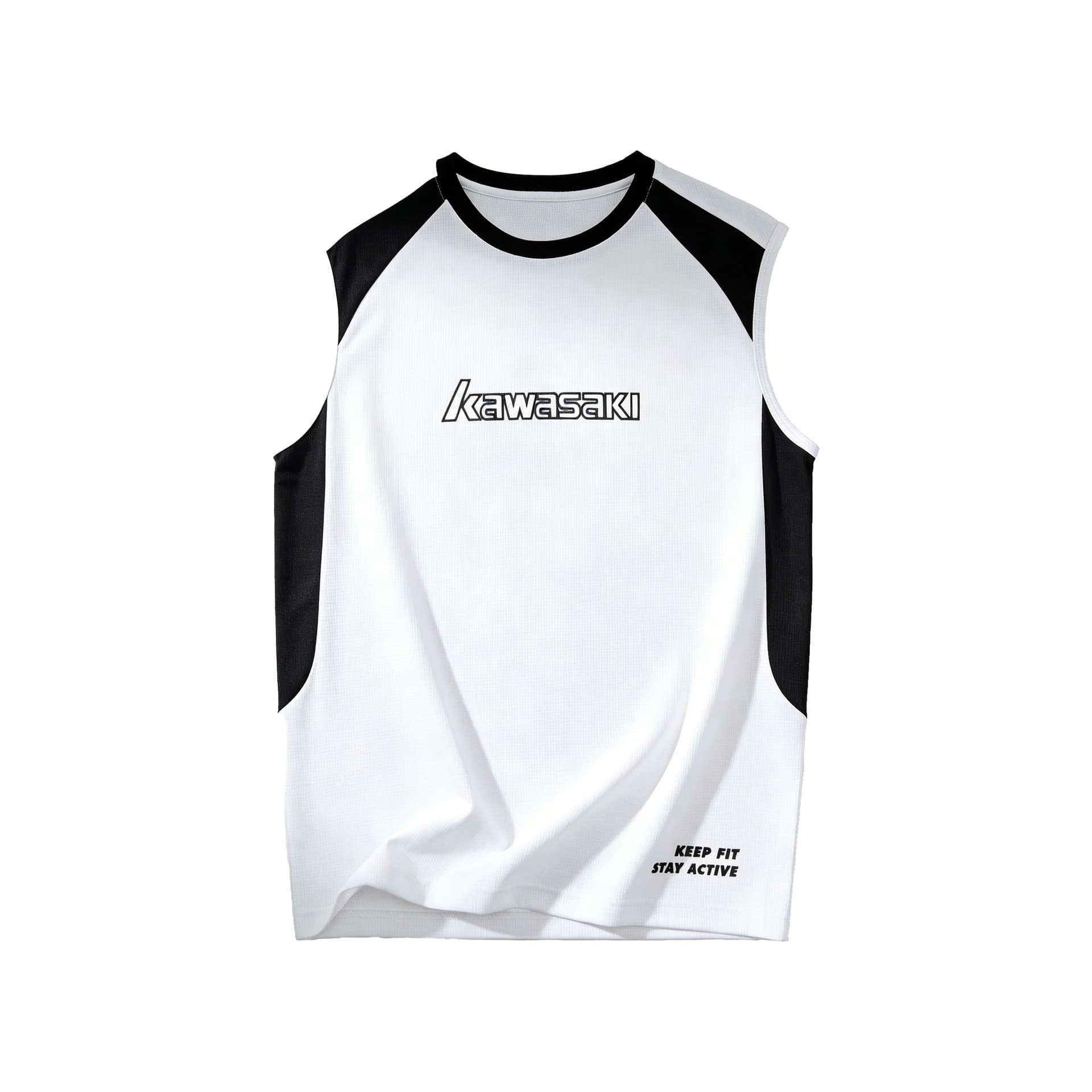 Kawasaki Унисекс безрукавка для бадминтона с воротником-стойкой, черный белый - изображение 1