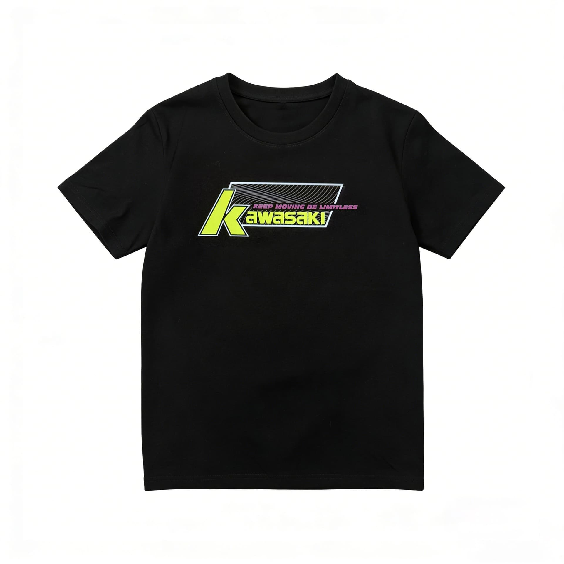 Футболка Kawasaki Кавасаки Спортивная футболка с коротким рукавом Летний Повседневный Модный Свободный покрой Дышащий Безопасный для кожи Универсальный 130-170 Унисекс - изображение 1