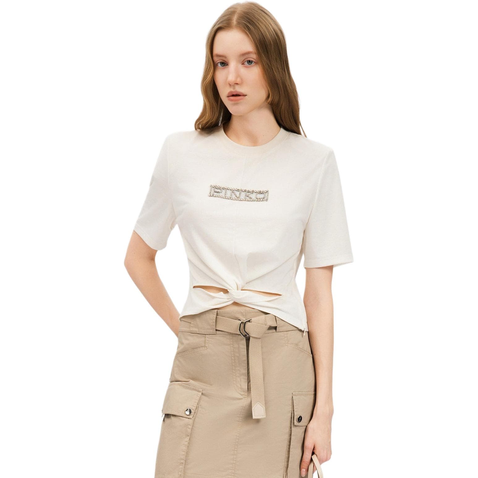 Футболка PINKO Экрю Женские T-рубашки - изображение 1
