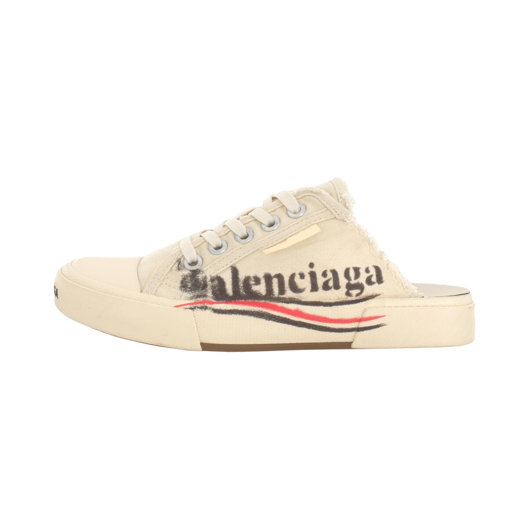 Сандалии Balenciaga Париж Закрытые тапочки Женские Белые и Черные с Красным - изображение 1