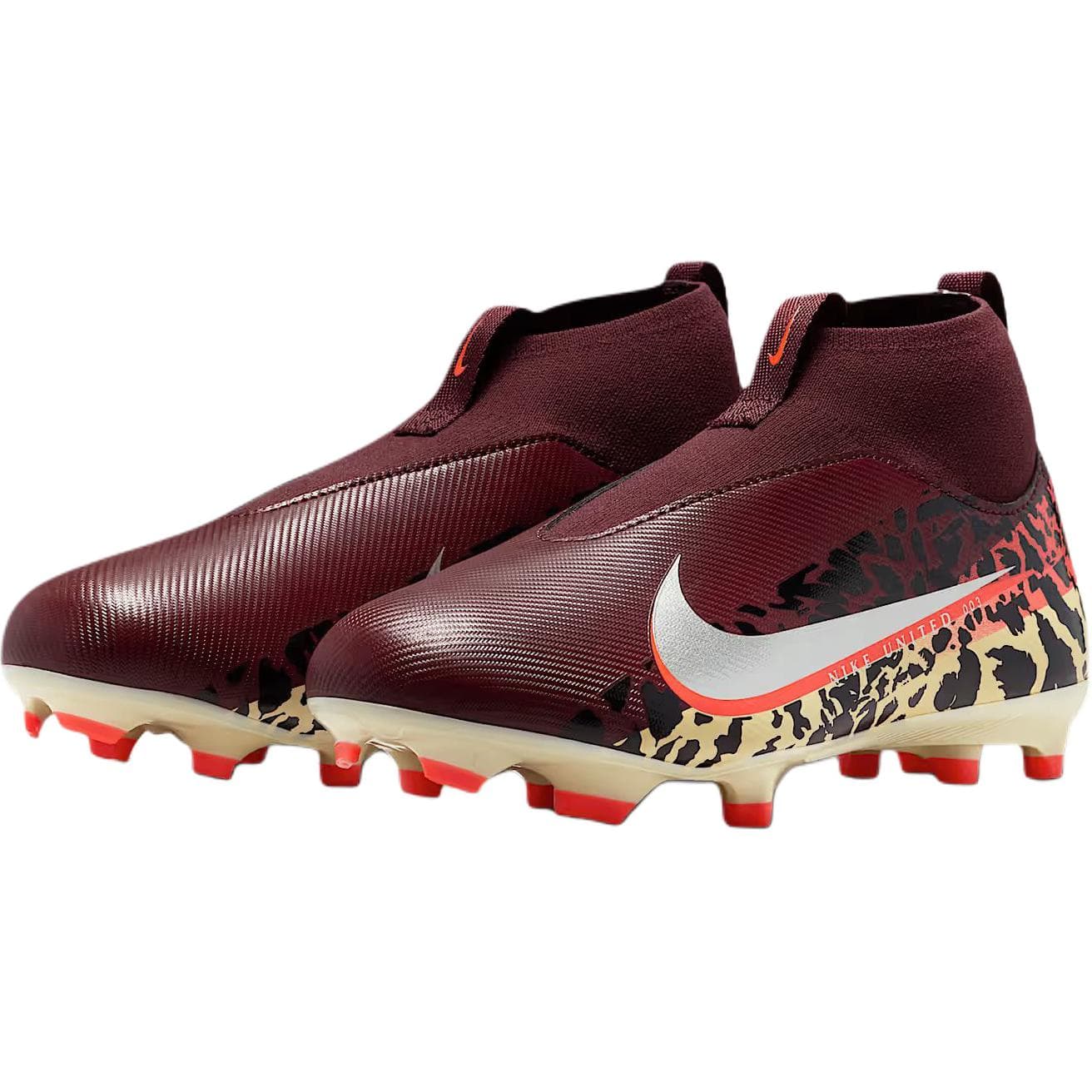 Бутсы NIKE Mercurial Superfly 10 Противоскользящие Устойчивые к истиранию Высокие Футбольные бутсы Бордовые Детские - изображение 3