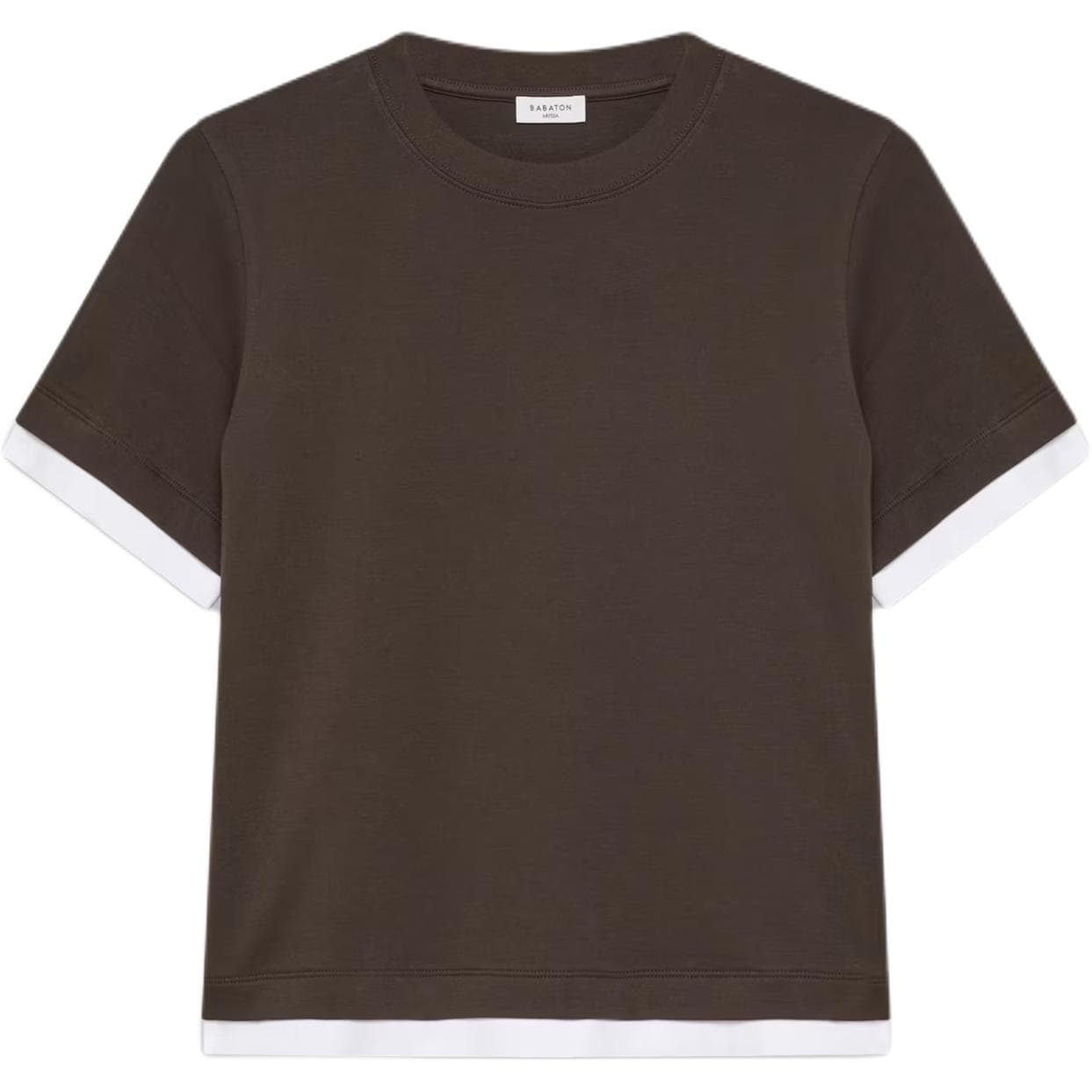 Футболка ARITZIA Богатый мокко коричневый белый женские T-рубашки - изображение 1
