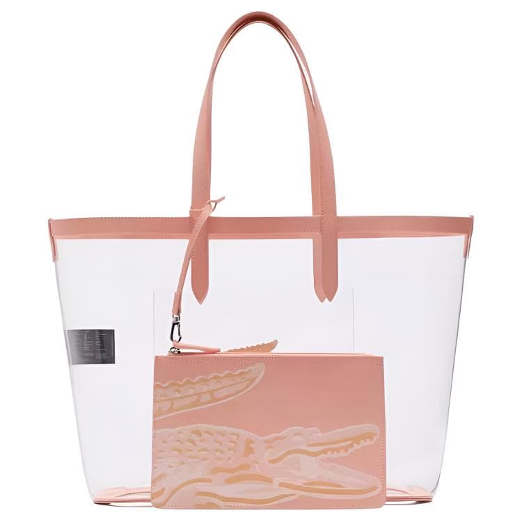 Мини-сумка Сумка LACOSTE PVC Tote Сумка для покупок Сумка через плечо Большая женская Прозрачная и Розовая - изображение 1