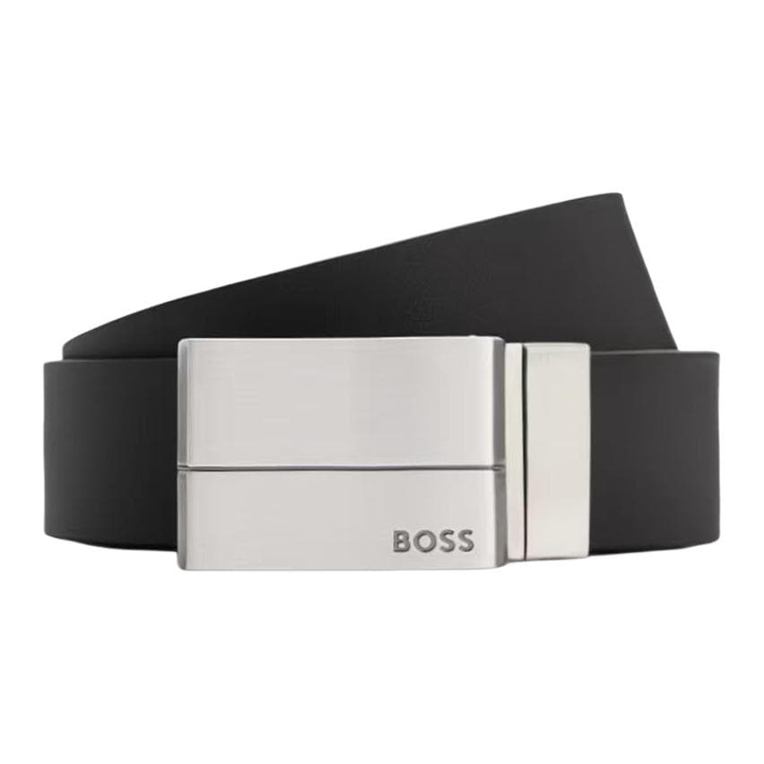 Ремень HUGO BOSS Логотип бренда Кожаные ремни Мужской Черный Ширина ремня 3,5 см - изображение 1