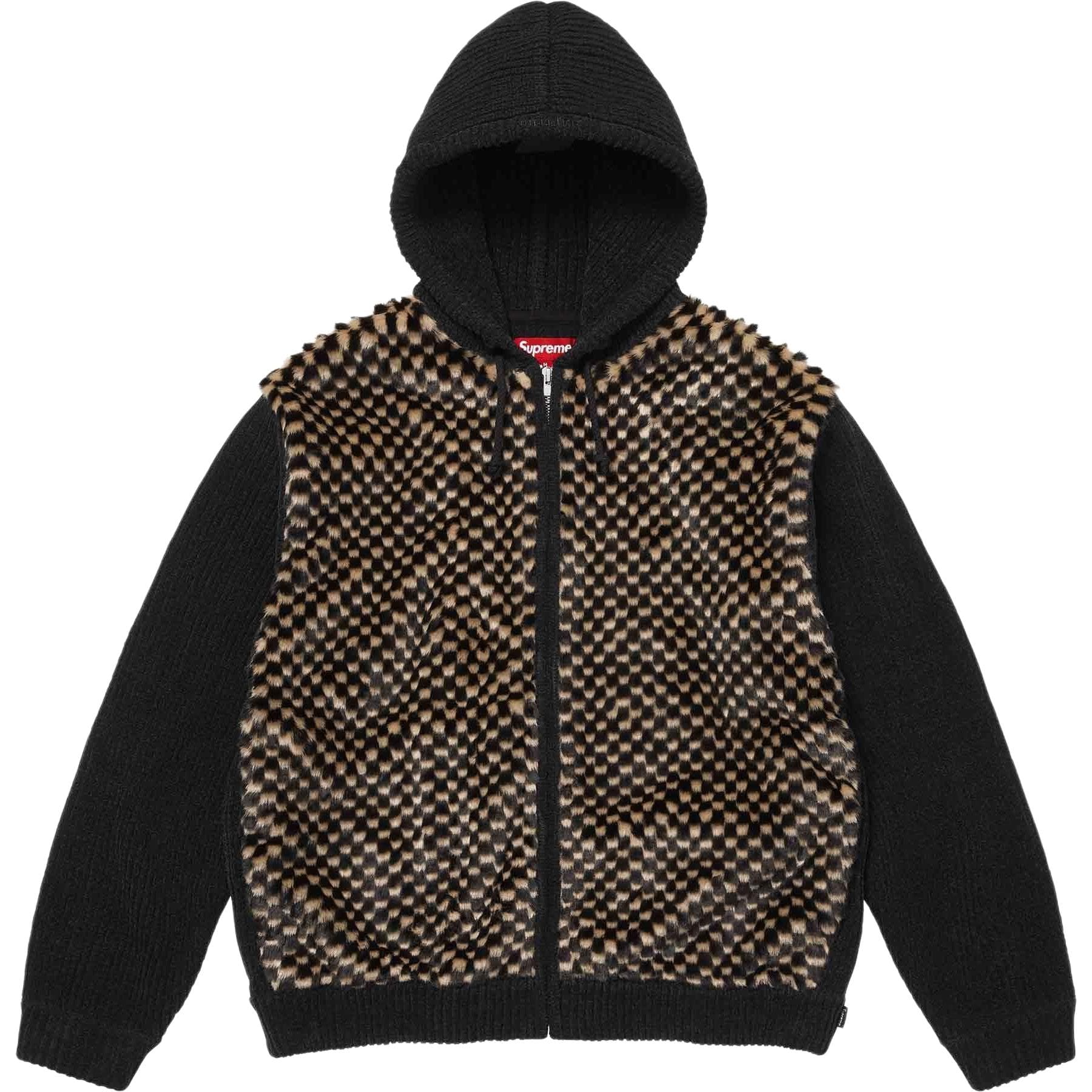 Куртка Supreme SS26 Week6 Шахматный узор Искусственный мех С капюшоном Куртка-свитер Унисекс - изображение 1