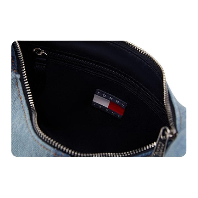 Мини-сумка Tommy Hilfiger Хлопковое волокно Подмышечный Сумка на плечо Женские Джинсовый синий - изображение 5