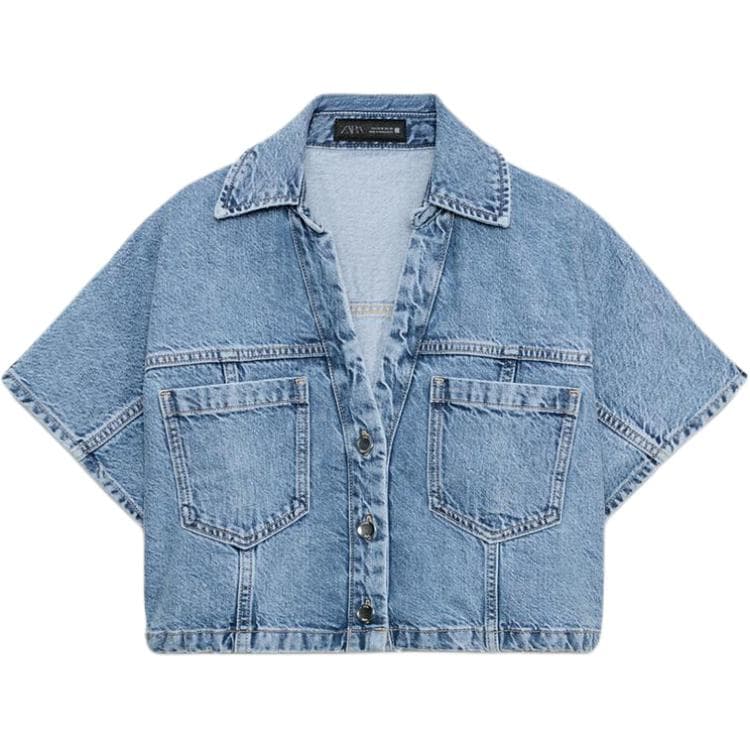 Блузка ZARA Средне-голубые Женские Рубашки - изображение 1