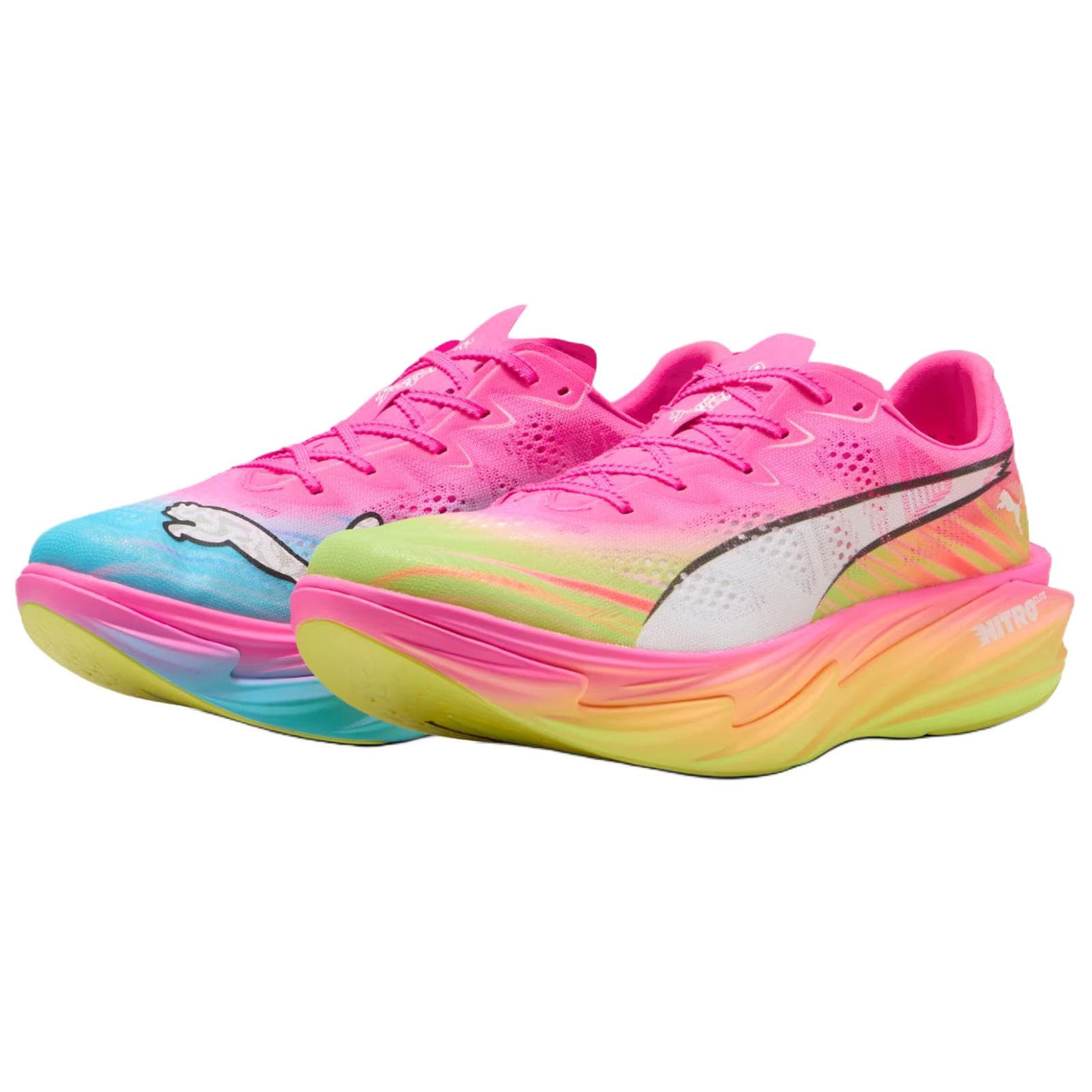 Кроссовки для бега PUMA Deviate Nitro Elite 4 Противоскользящие и Дышащие Беговые Кроссовки Мужские Розовые Синие - изображение 1