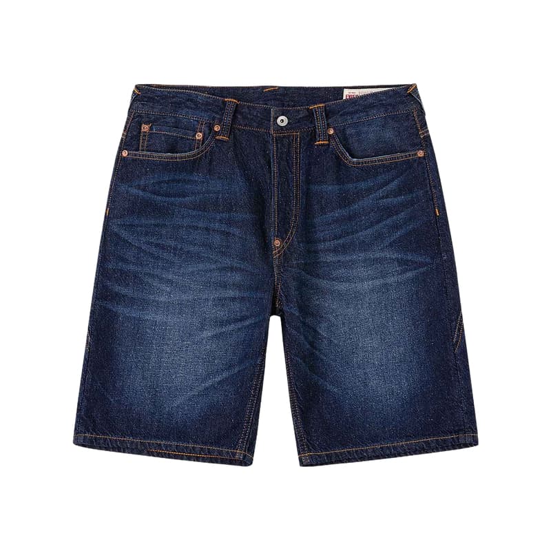 Джинсовые шорты EVISU Джинсовые синие мужские джинсовые шорты - изображение 2