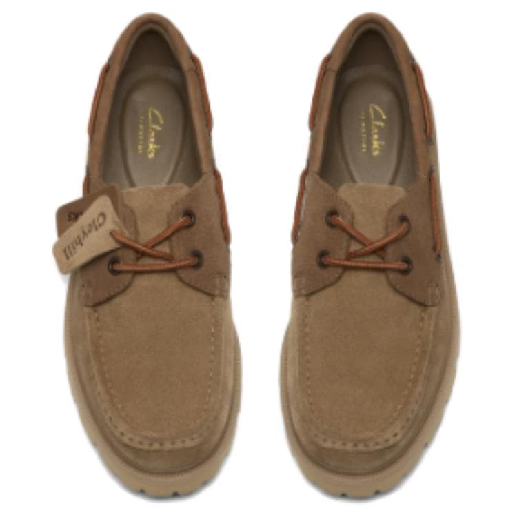 Clarks Cleyhill Boat Коровья кожа Повседневные кожаные туфли Мужские Светло-коричневые - изображение 2