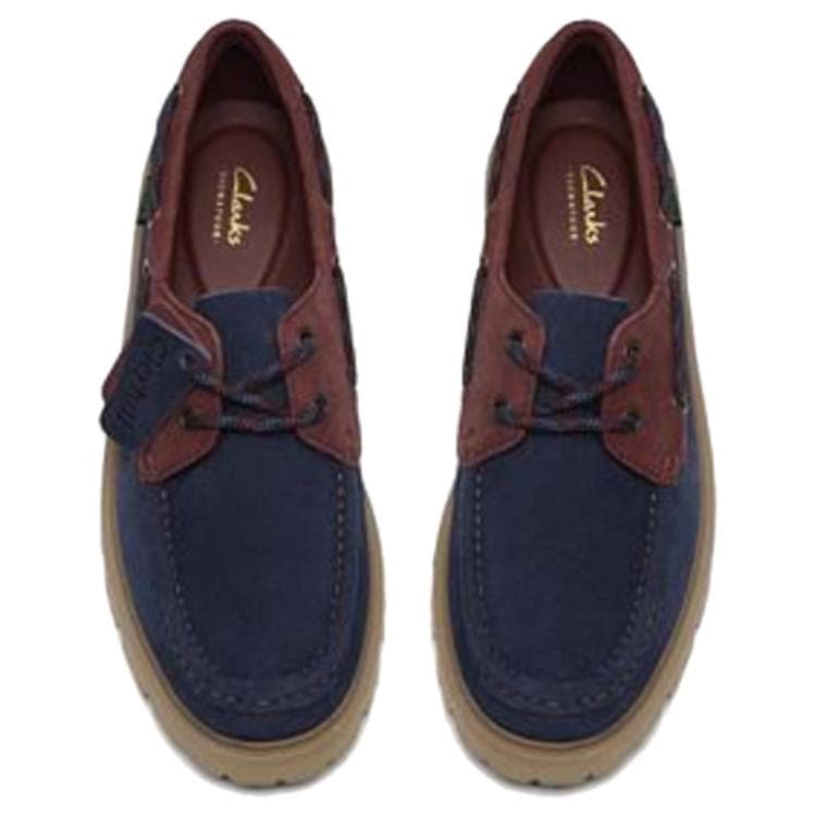 Clarks Cleyhill Boat Коровья кожа Повседневные кожаные туфли Мужские Морской синий - изображение 4