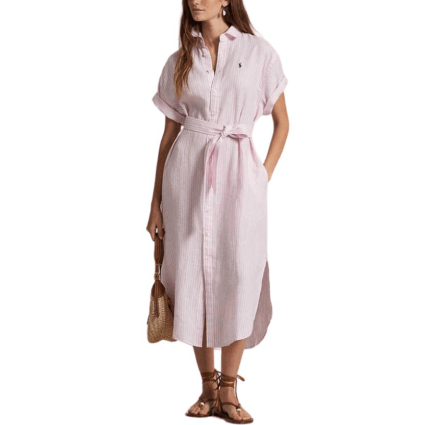 Платье Polo Ralph Lauren SS25 Короткое платье с короткими рукавами женское розовое - изображение 2