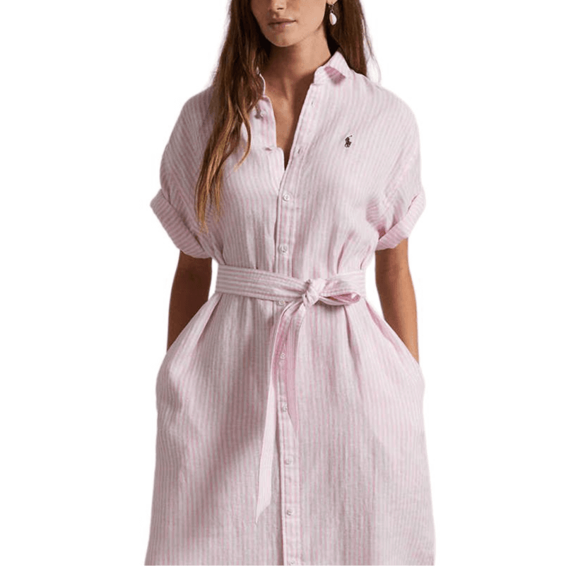 Платье Polo Ralph Lauren SS25 Короткое платье с короткими рукавами женское розовое - изображение 4