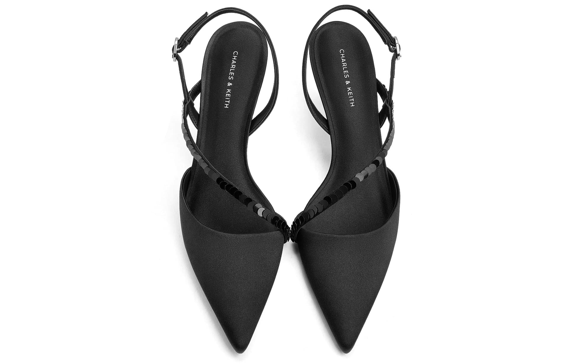 Шлёпанцы CHARLES&KEITH Элегантные Летние Свадебные Туфли Из Сатина С Острым Носком И Высоким Каблуком 6 См, Сандалии С Ремешком - изображение 3