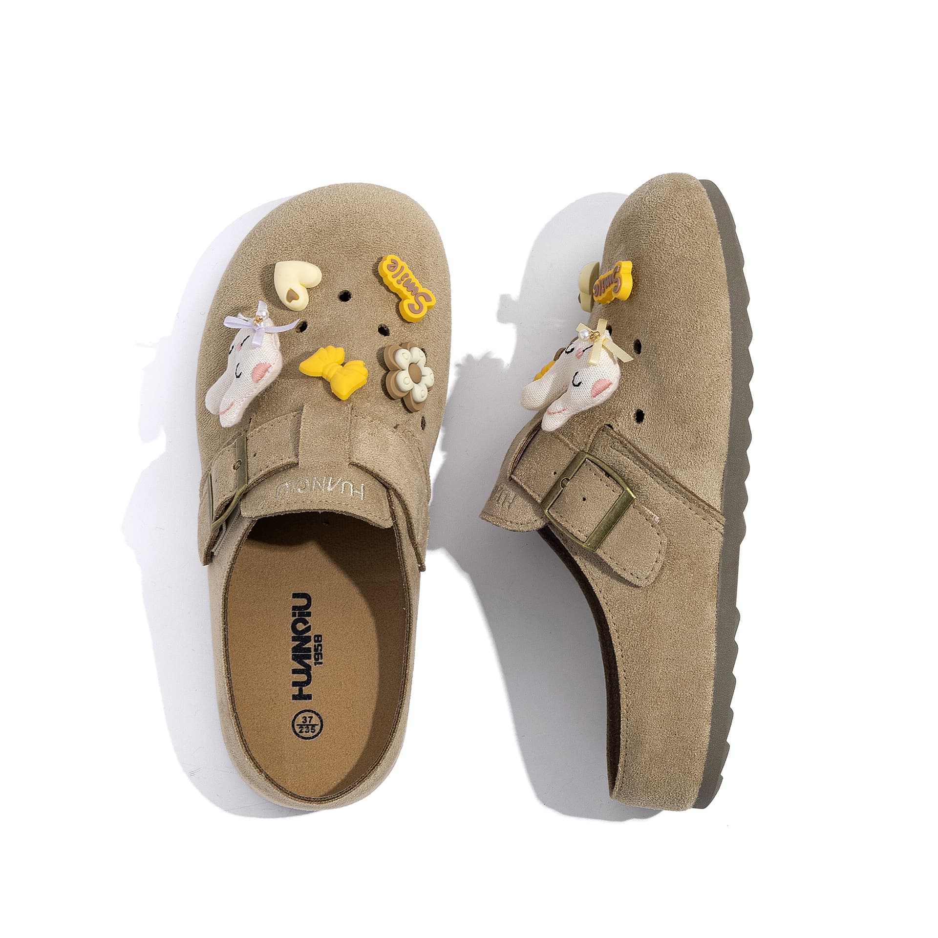 Сандалии HUANQIU ПВХ с вырезами Обувь Birkenstock Женская Абрикос - изображение 6