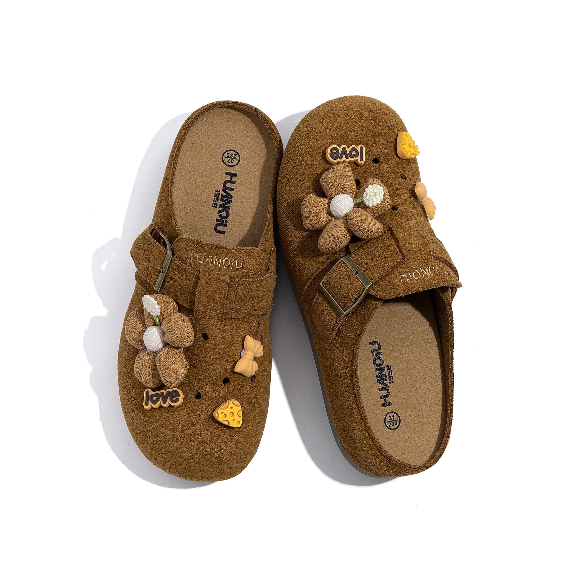 Сандалии HUANQIU ПВХ с вырезами Обувь Birkenstock Женская Коричневая - изображение 6